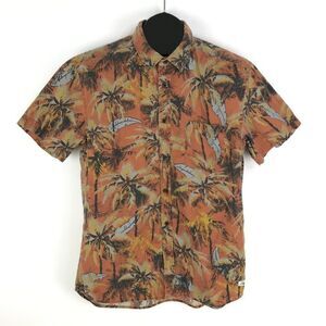 Quiksilver Button Up Shirt Men's Medium Modern Short Sleeve 100% Cotton Hawaiian